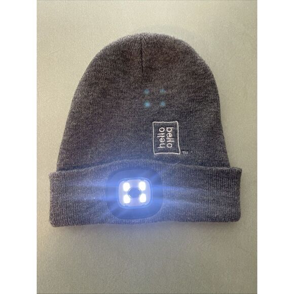 Hello Bello Beanie Cap with LED Light Gray Logo Hunting Outdoor Snow skiing EUC - Picture 2 of 9